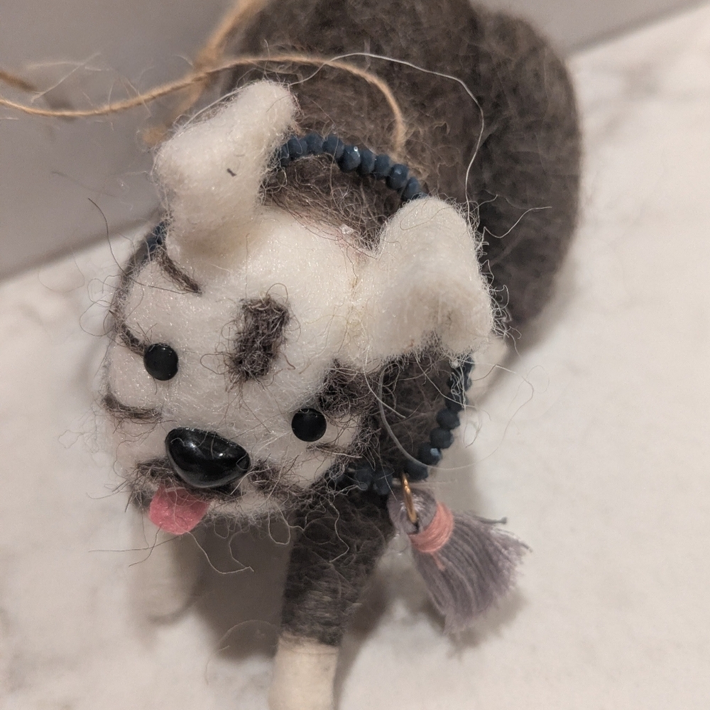 Cute Felt Dog Ornament with Tassel